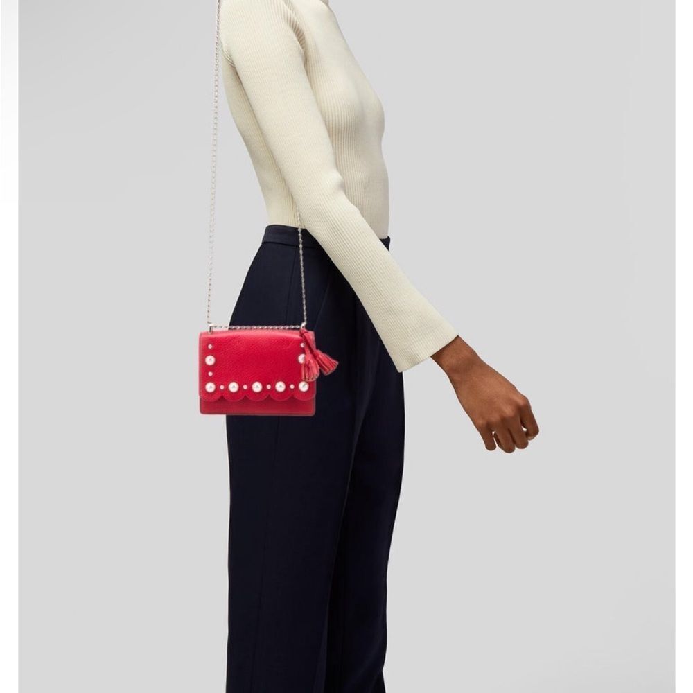 Kate Spade New York Hayes Street Hazel Pearl Royal Red Leather Crossbody… - Picture 5 of 6